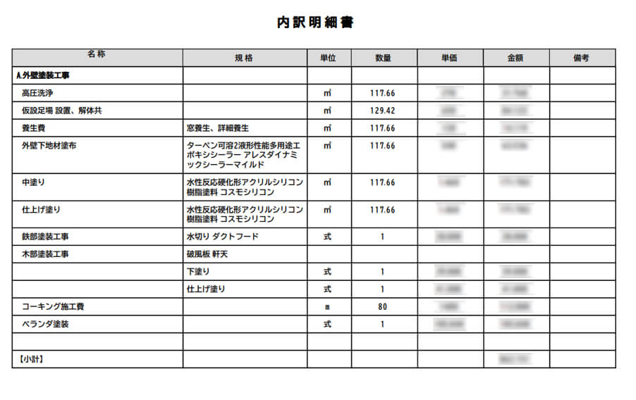 決定版 外壁塗装見積もり書の良い例はこれ 業者の見極めに必須 株式会社いえふく